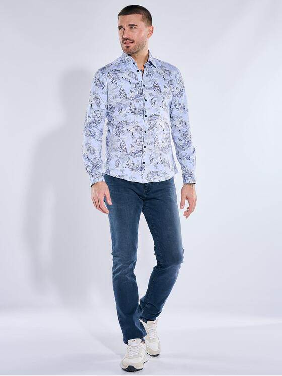 emilio adani Herren Hemd mit All-Over-Druck Hellblau 40565