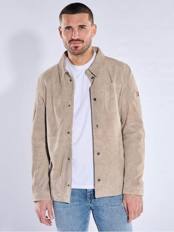 emilio adani Herren Lederjacke Beige 40401