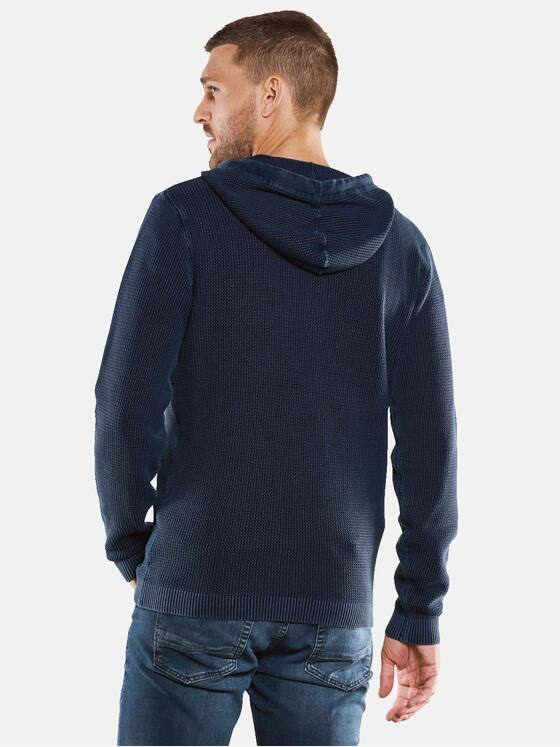 emilio adani Herren Strickpullover mit Kapuze Blau 33385