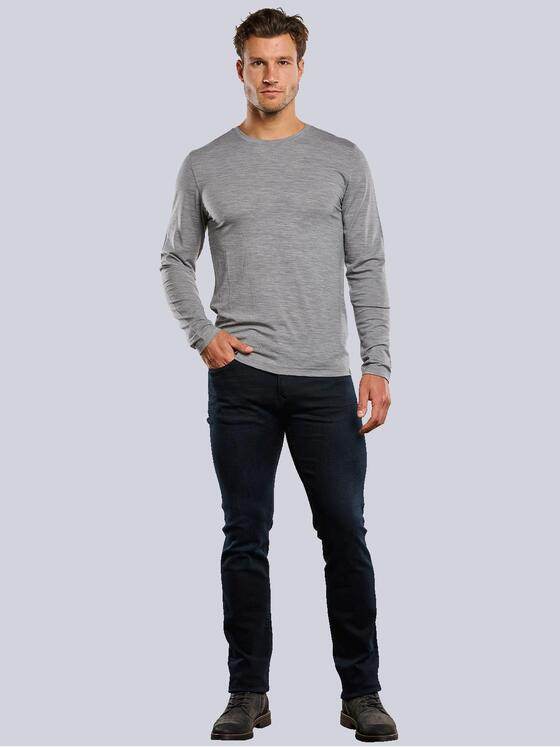 ENGBERS GERMANY Herren Langarmshirt aus Merinowolle Grau 34039
