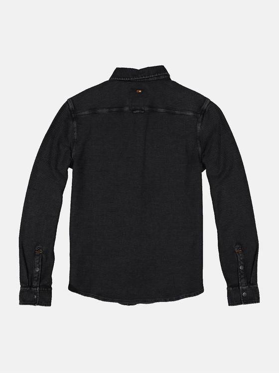 emilio adani Herren Langarm-Shirt mit Polo-Kragen Schwarz 34112