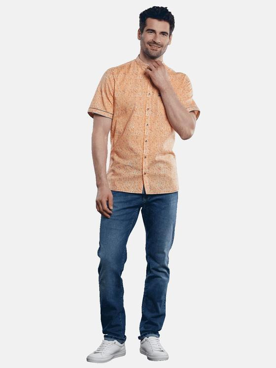 engbers Herren Kurzarmhemd aus Leinen Blutorange 31301