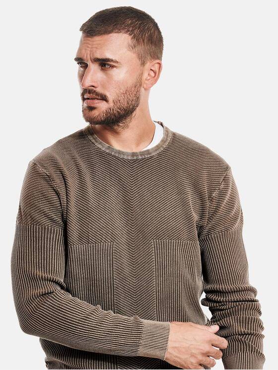 emilio adani Herren Pullover mit Rippstruktur Beige 32455