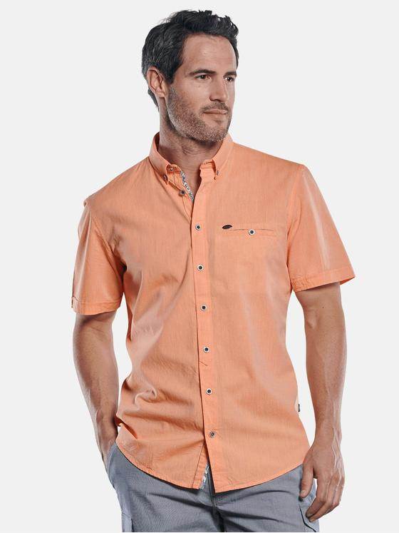 engbers Herren Sommerliches Kurzarmhemd mit floralen Kontrastdetails Mandarinorange 29781
