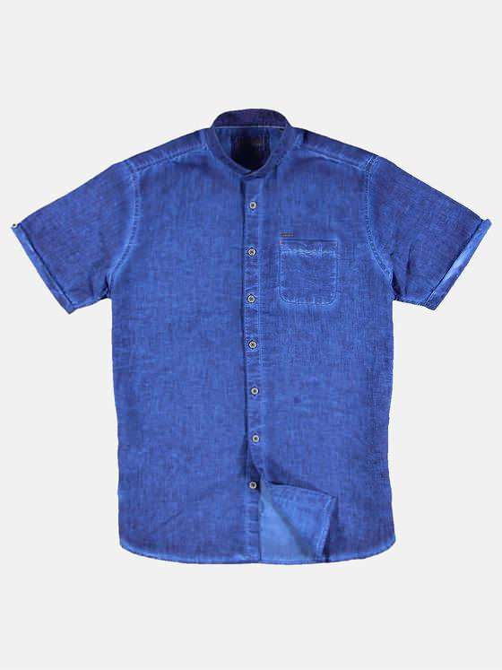 emilio adani Herren Kurzarm-Hemd uni Blau 31805