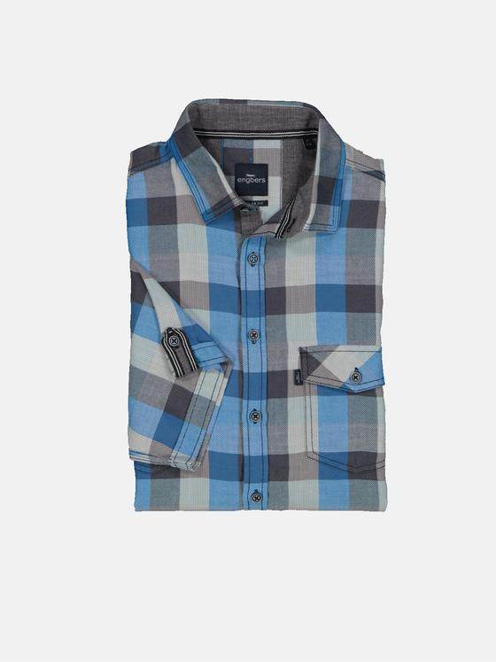 engbers Herren Kurzarm-Hemd kariert Royalblau 34949