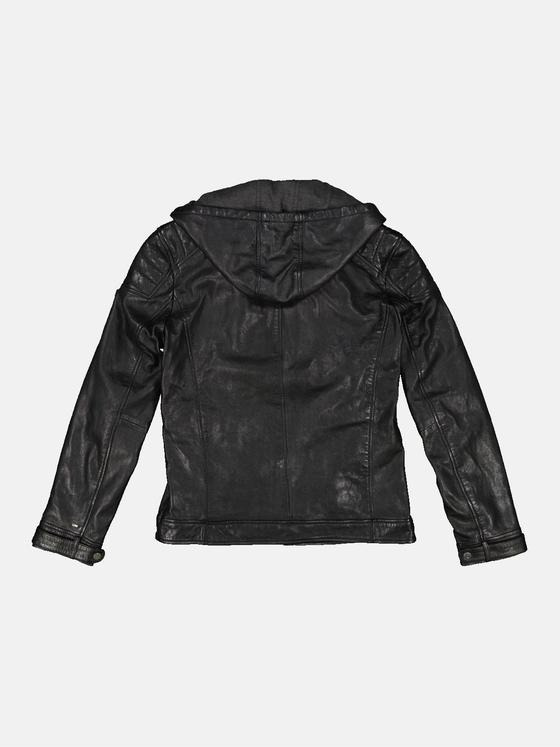 emilio adani Herren Lederjacke mit Sweat-Inlet Schwarz 34074