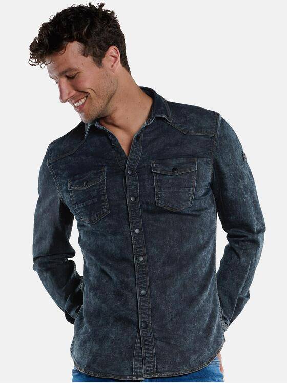 engbers Herren Langarm-Hemd im Overshirt-Design Blau 33369