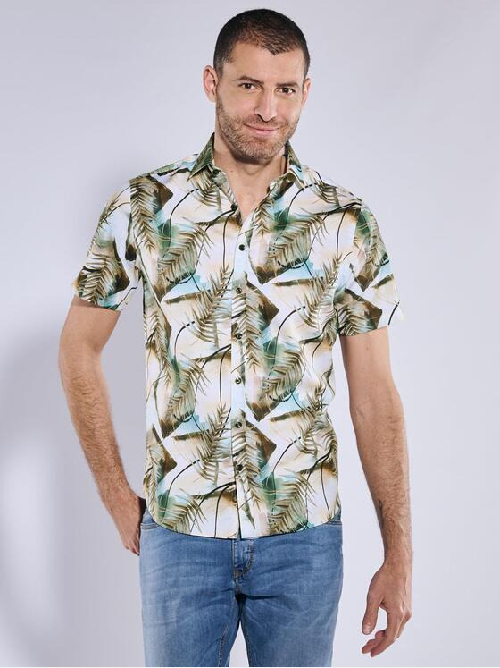 ENGBERS GERMANY Herren Kurzarm-Hemd slim fit Grün 37078