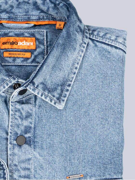 emilio adani Herren Langarm-Hemd uni Indigoblau 39202