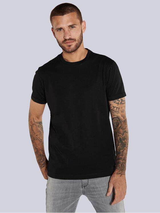 emilio adani Herren T-Shirt uni Schwarz 36146