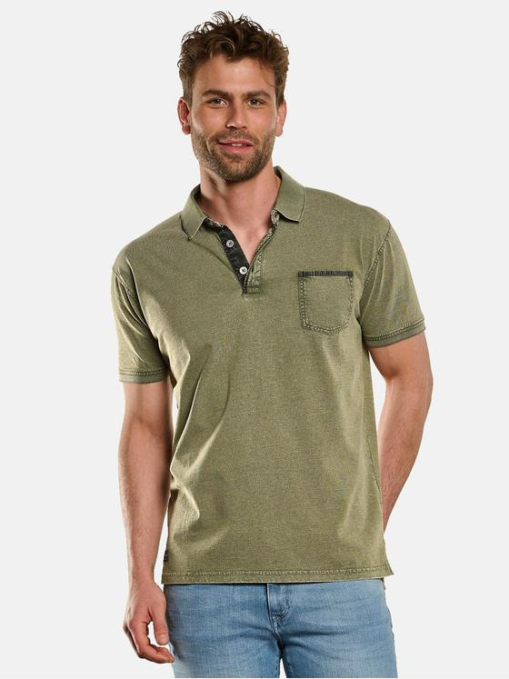 engbers Herren Polo-Shirt gestreift Oliv 33139