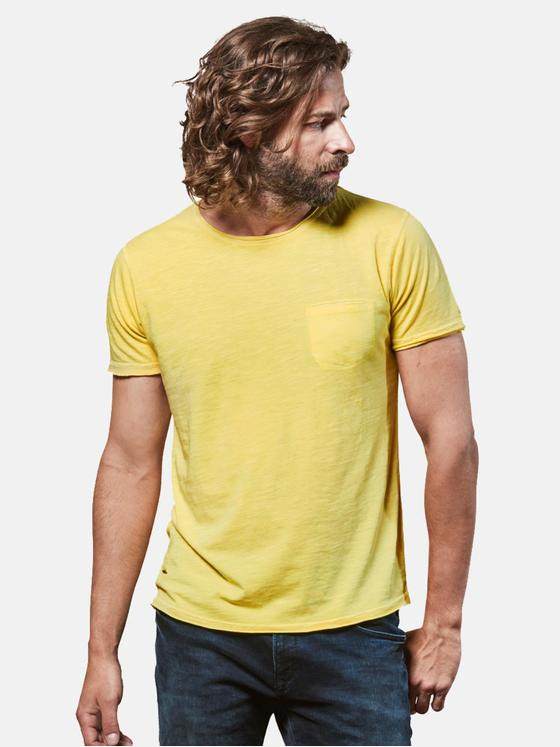 emilio adani Herren Rundhals T-Shirt Gelb 26232