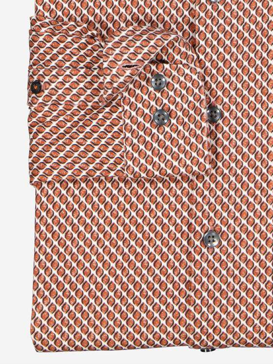emilio adani Herren Langarm-Hemd gemustert Orange 37675
