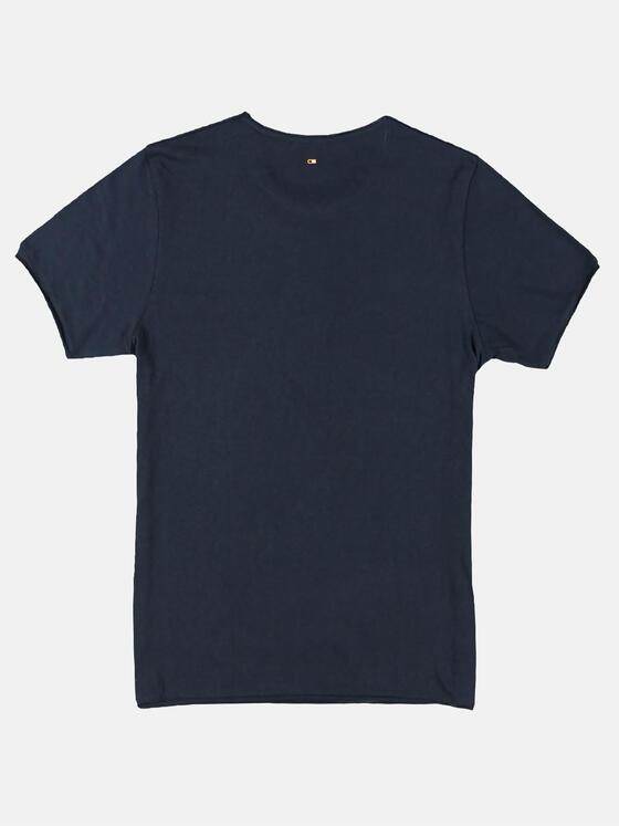 emilio adani Herren Rundhals T-Shirt mit Rollkante am Halsausschnitt Blau 30009