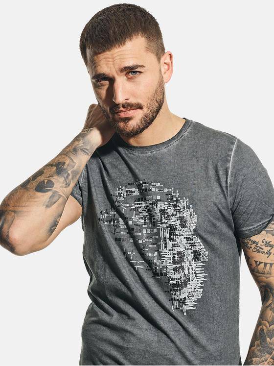 emilio adani Herren Rundhals T-Shirt Grau 31130