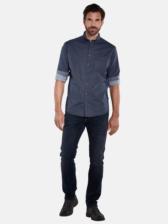 engbers Herren Langarm-Hemd gemustert Blau 36054