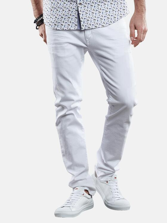 emilio adani Herren Stretch Denim mit hinterlegten Destroys Weiß 29277