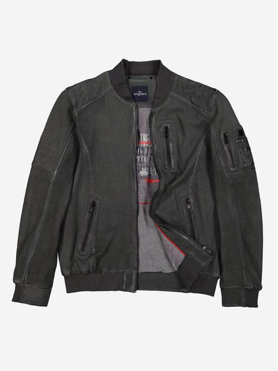 engbers Herren Lederjacke  aus Nubuk-Leder Grau 36506