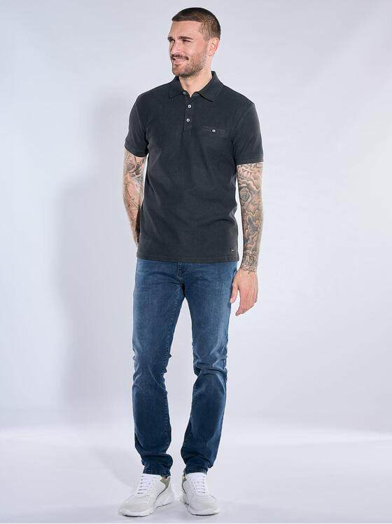 emilio adani Herren Poloshirt mit versteckter Brusttasche Anthrazit 40768