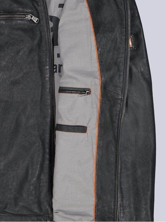 emilio adani Herren Lederjacke mit abnehmbarer Kapuze Anthrazit 39277