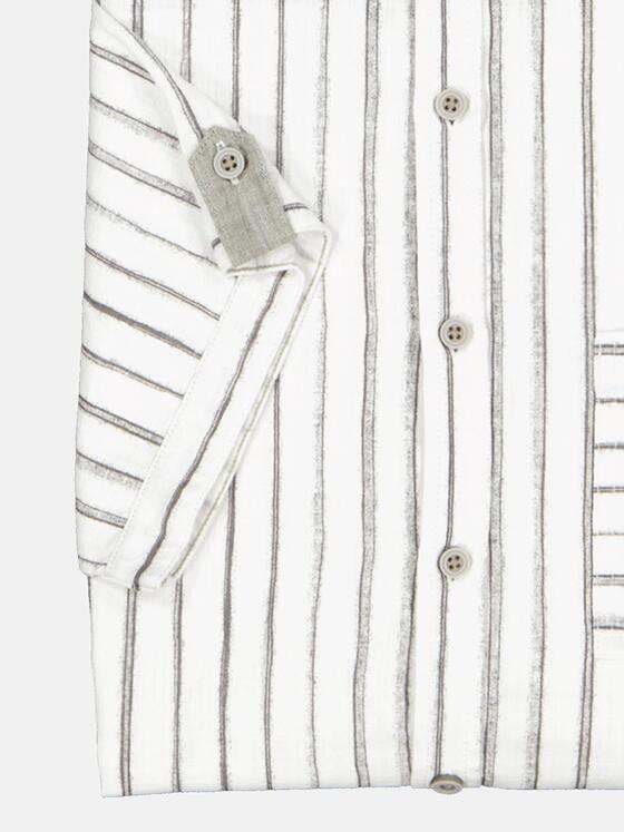 engbers Herren Kurzarm-Hemd gestreift Braunbeige 34943