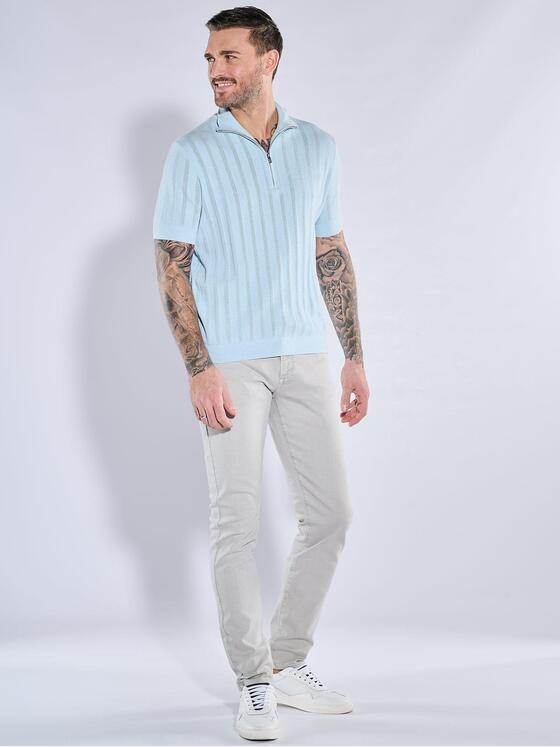 emilio adani  Herren T-Shirt mit Zipper Hellblau 38707