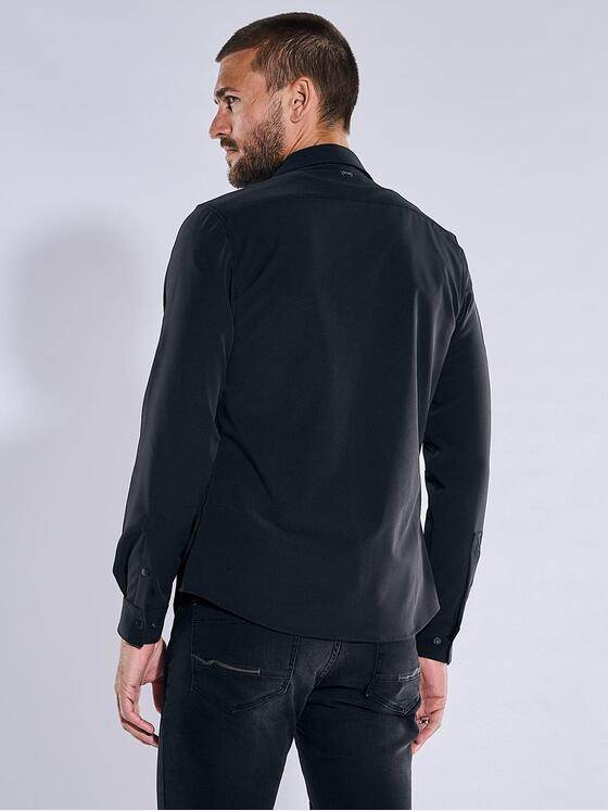 emilio adani Herren Overshirt slim fit Schwarz 37772