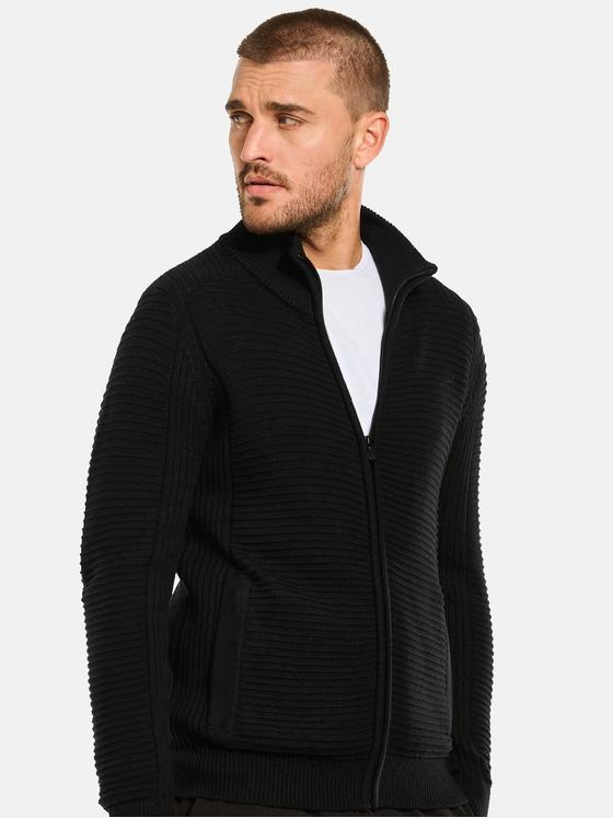 emilio adani Herren Cardigan strukturiert Schwarz 34083