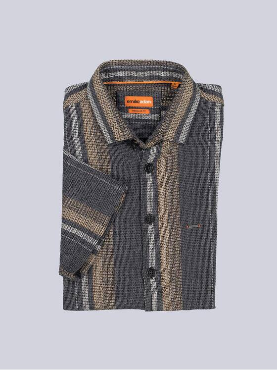 emilio adani Herren Kurzarm-Hemd gestreift Anthrazit 38520