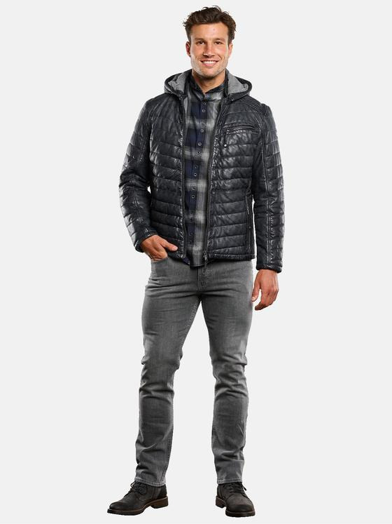 engbers Herren Lederjacke gesteppt Saphirblau 33549