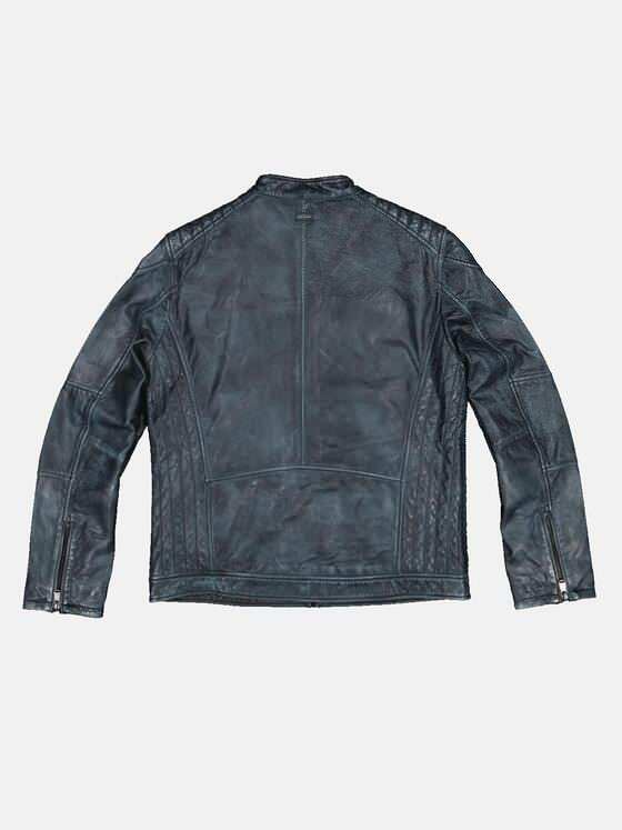 engbers Herren Lederjacke mit Steppelementen Petrolblau 32590