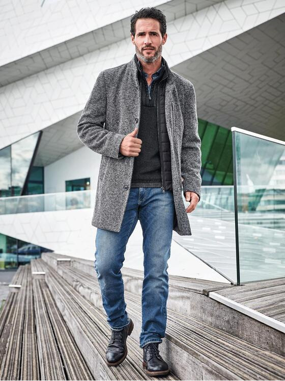 engbers Herren Mantel in Pfeffer und Salzoptik Kieselgrau 30771