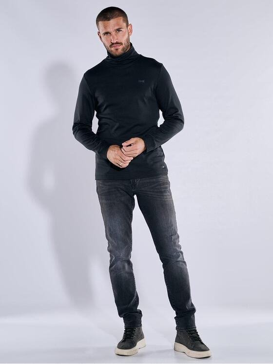 emilio adani Herren Langarm-Shirt slim fit Schwarz 37784