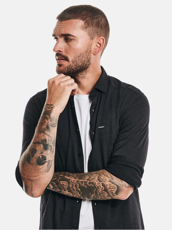 emilio adani Herren Langarm-Hemd in Jersey-Qualität Grau 32885