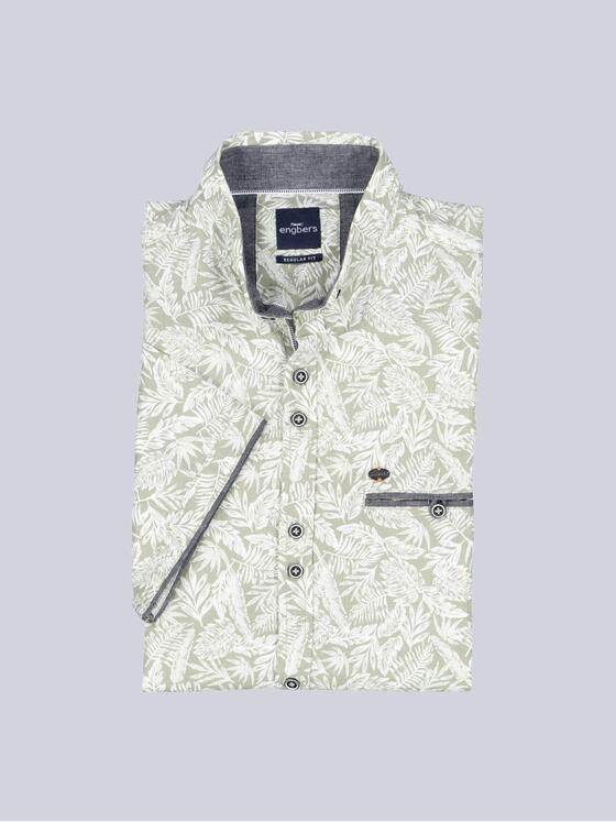 engbers Herren Kurzarm-Hemd gemustert Khaki 38873