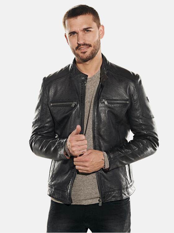 emilio adani Herren Lederjacke Schwarz 31761