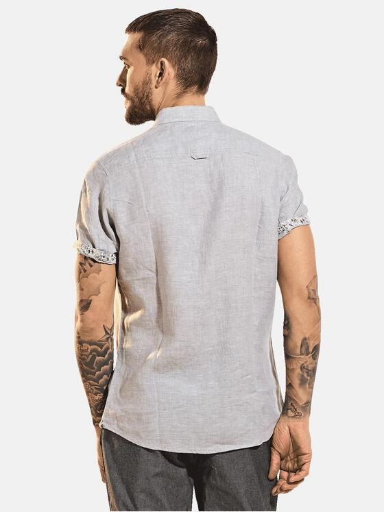 emilio adani Herren Kurzarm-Hemd aus Leinenstoff Grau 31673