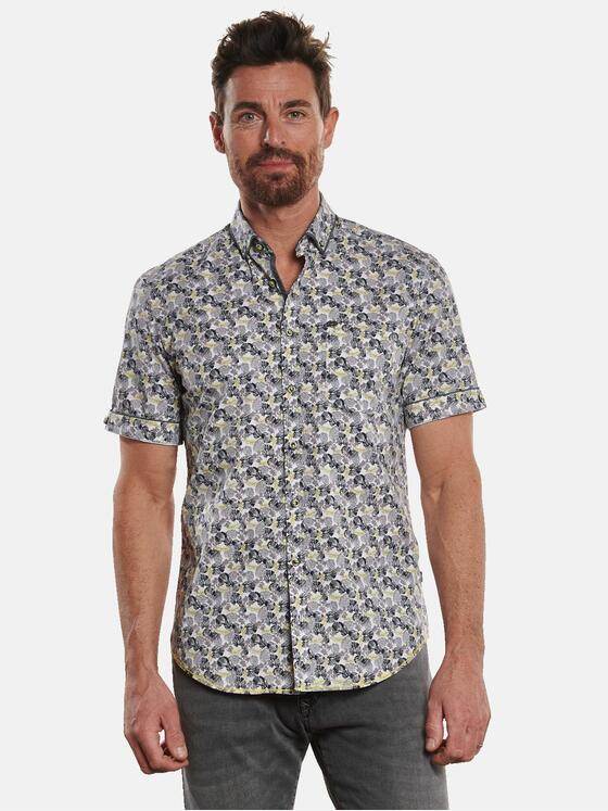 engbers Herren Kurzarm-Hemd gemustert Zitronengelb 32621