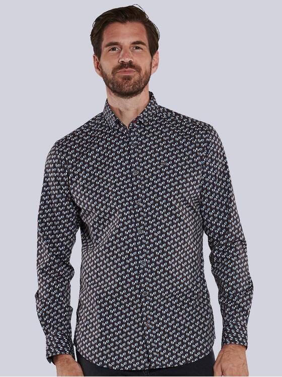 engbers Herren Langarm-Hemd gemustert Blau 35599