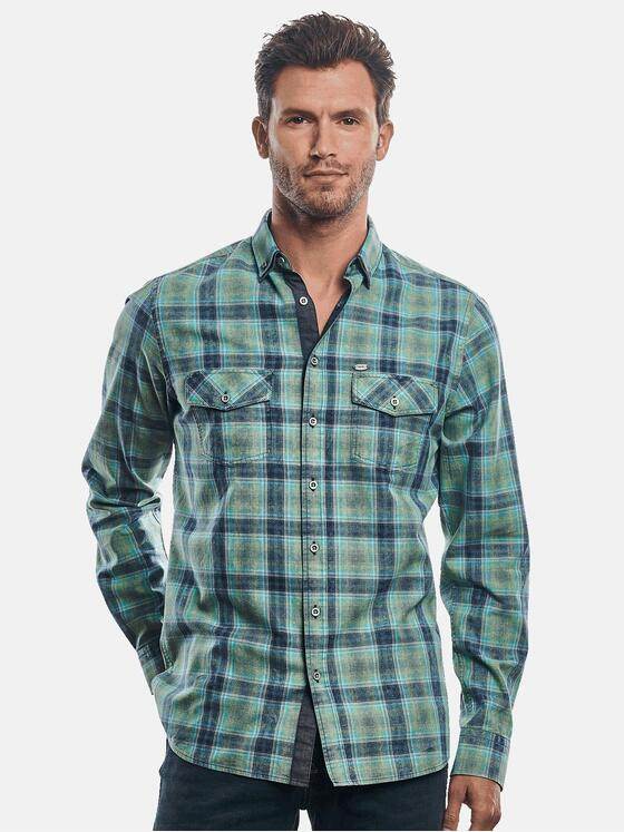engbers Herren Speziell gewaschenes Karohemd Gruen 31271