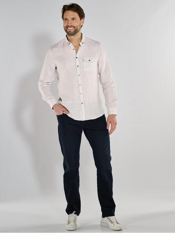 ENGBERS GERMANY Herren Langarm-Hemd aus softem Leinen Beige 36861