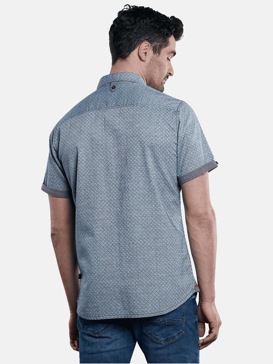 engbers Herren Kurzarm-Hemd strukturiert Cyanblau 31122