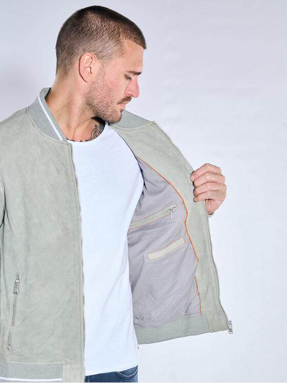 emilio adani Herren Lederjacke Hellgruen 40002