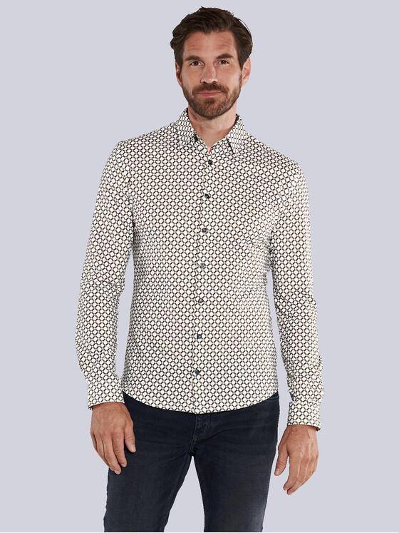 ENGBERS GERMANY Herren Langarm-Hemd aus Jersey Weiß 35649
