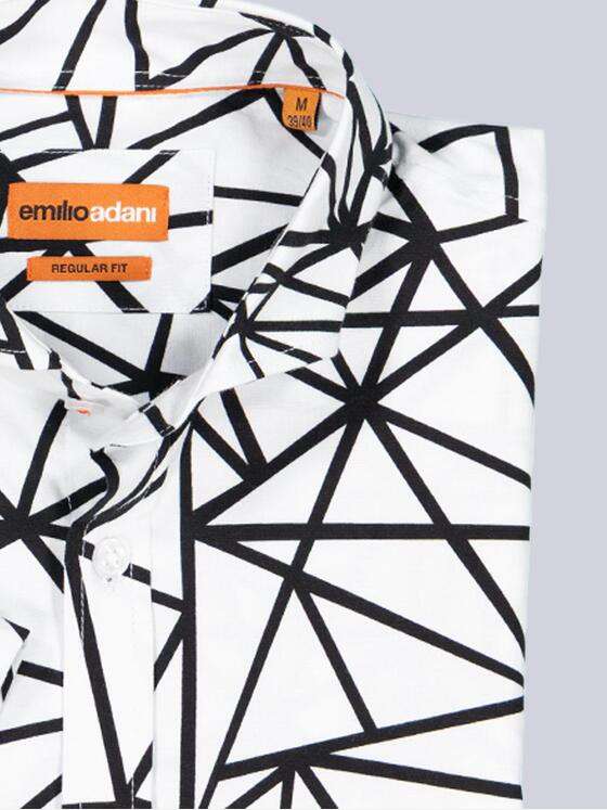 emilio adani Herren Kurzarm-Hemd gemustert Schwarz 39245