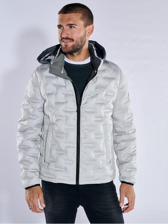 emilio adani Herren Steppjacke mit abnehmbarer Kapuze Grau 37193