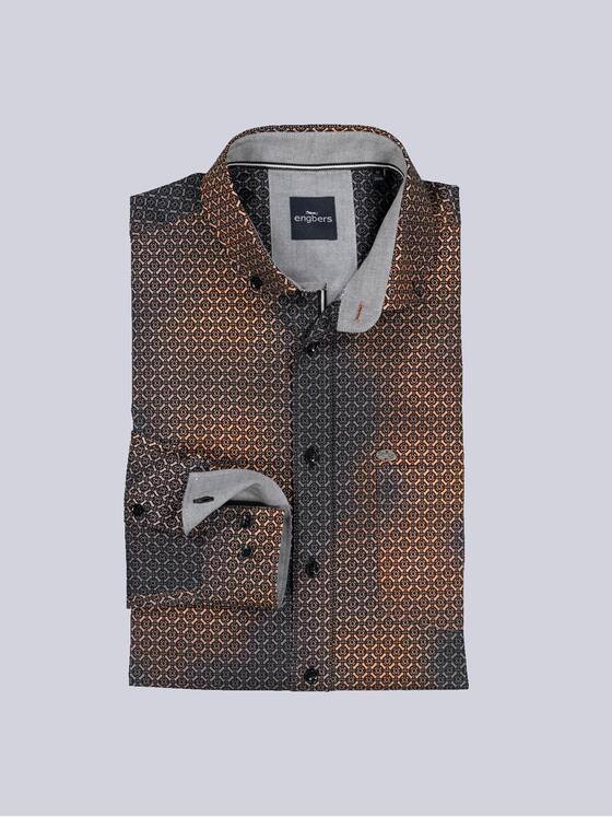 engbers Herren Langarm-Hemd gemustert Orange 35523