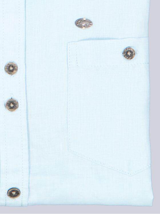 engbers Herren Kurzarm-Hemd mit Leinenanteil Hellblau 38383