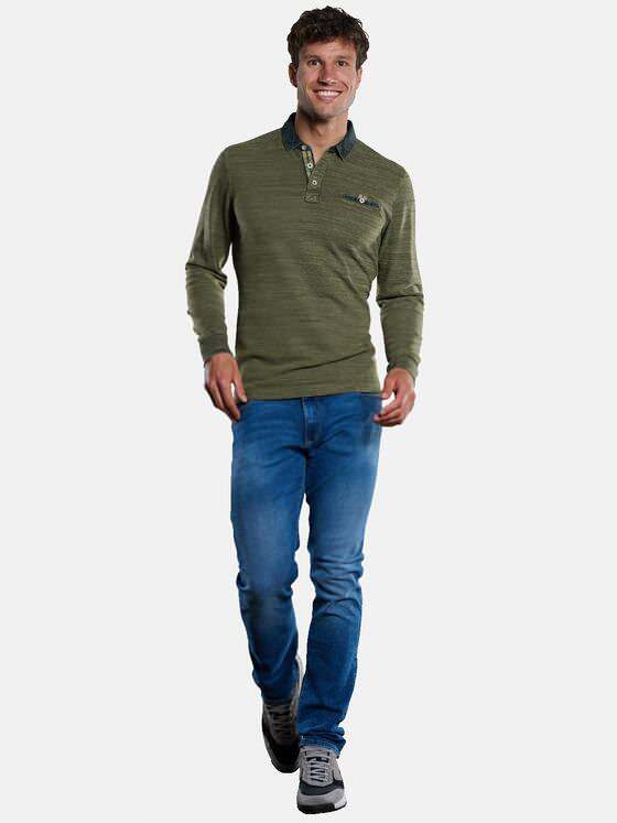 engbers Herren Langarm-Shirt mit Polo-Kragen Beige 33745